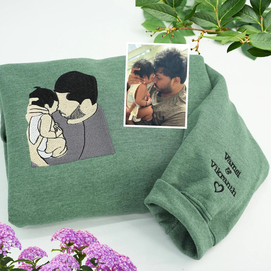 Family Reunion Custom Embroidered Portrait Sweatshirt – Personalized Dad & Family Shirt
