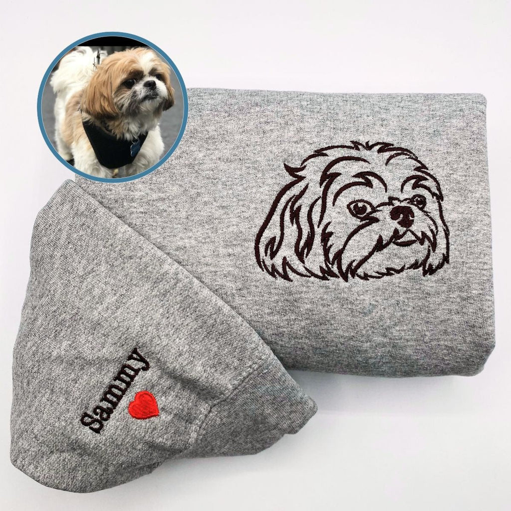 Personalisiertes besticktes Sweatshirt mit Haustierporträt – Individuelles Haustierfoto mit fetter Umrandung