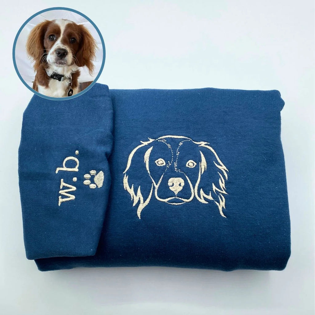 Personalisiertes besticktes Sweatshirt mit Haustierporträt – Individuelles Haustierfoto mit fetter Umrandung