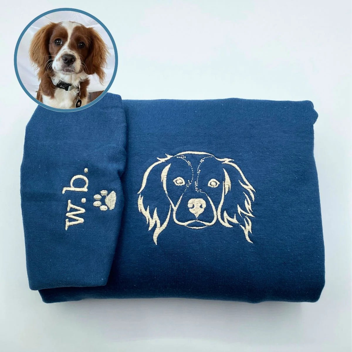 Personalized Portrait Embroidered Sweatshirt – Custom Pet Photo with Bold Outline