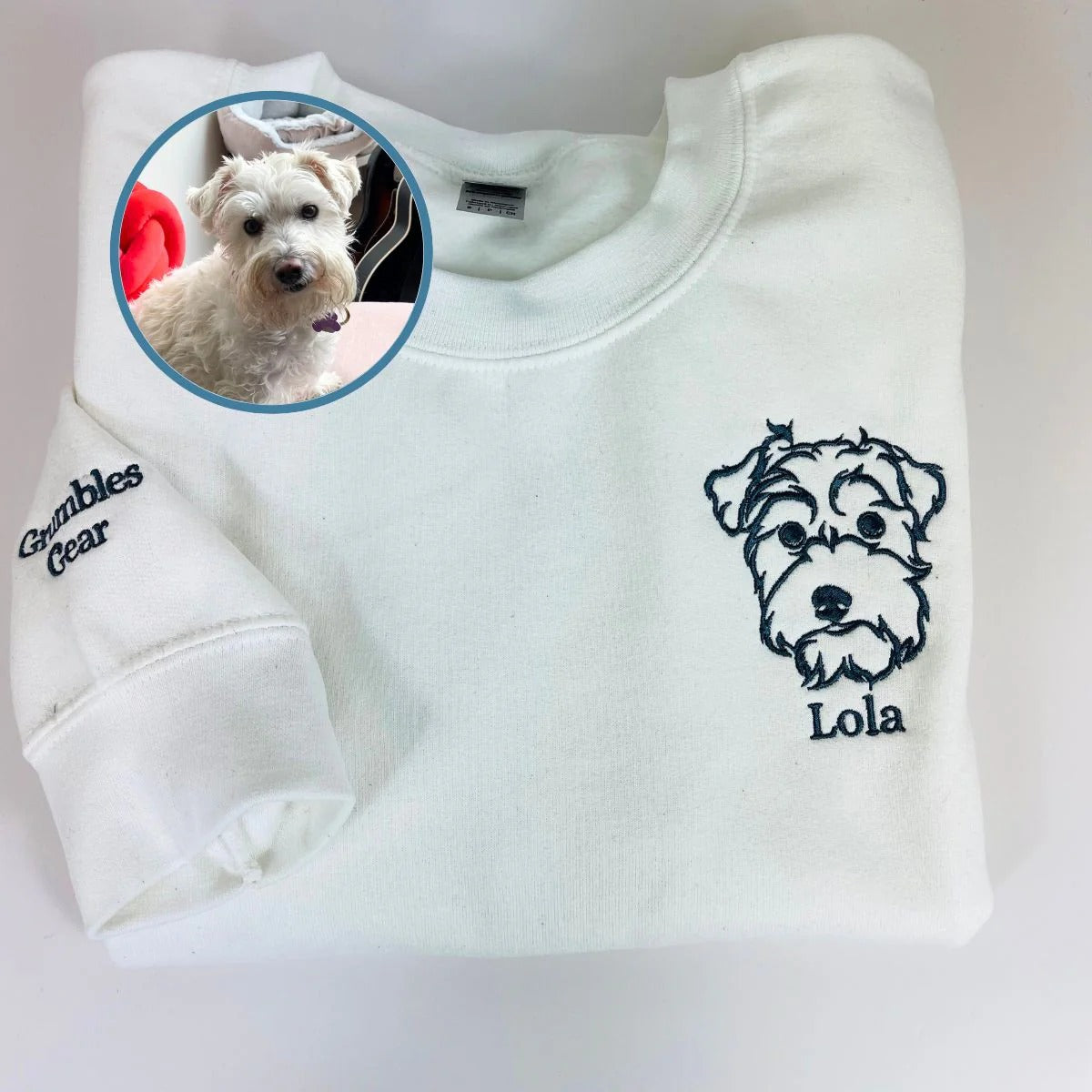 Personalized Portrait Embroidered Sweatshirt – Custom Pet Photo with Bold Outline