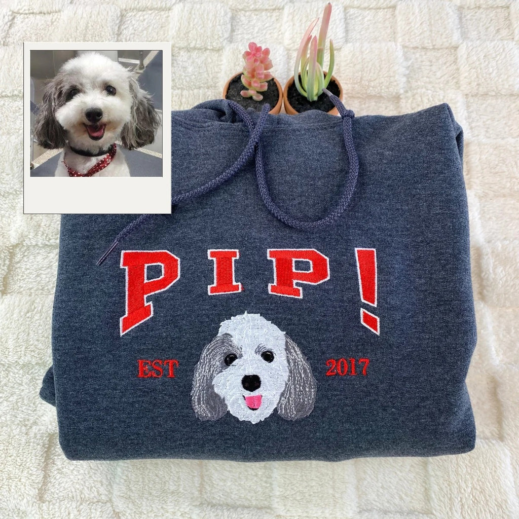 Sudaderas con retratos de mascotas personalizadas – Sudaderas bordadas con cara de perro, regalo perfecto en memoria de mascotas para mamás y papás de perros