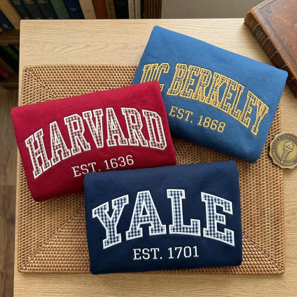 Embroidered Custom Varsity Letter Sweatshirt – College Patchwork, University Applique Tee, Game Day Outfit & Personalized Gift