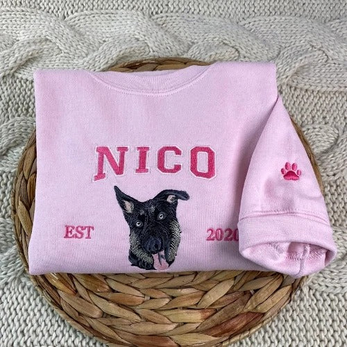 Sudaderas con retratos de mascotas personalizadas – Sudaderas bordadas con cara de perro, regalo perfecto en memoria de mascotas para mamás y papás de perros