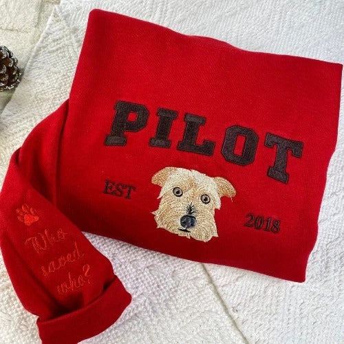 Sudaderas con retratos de mascotas personalizadas – Sudaderas bordadas con cara de perro, regalo perfecto en memoria de mascotas para mamás y papás de perros