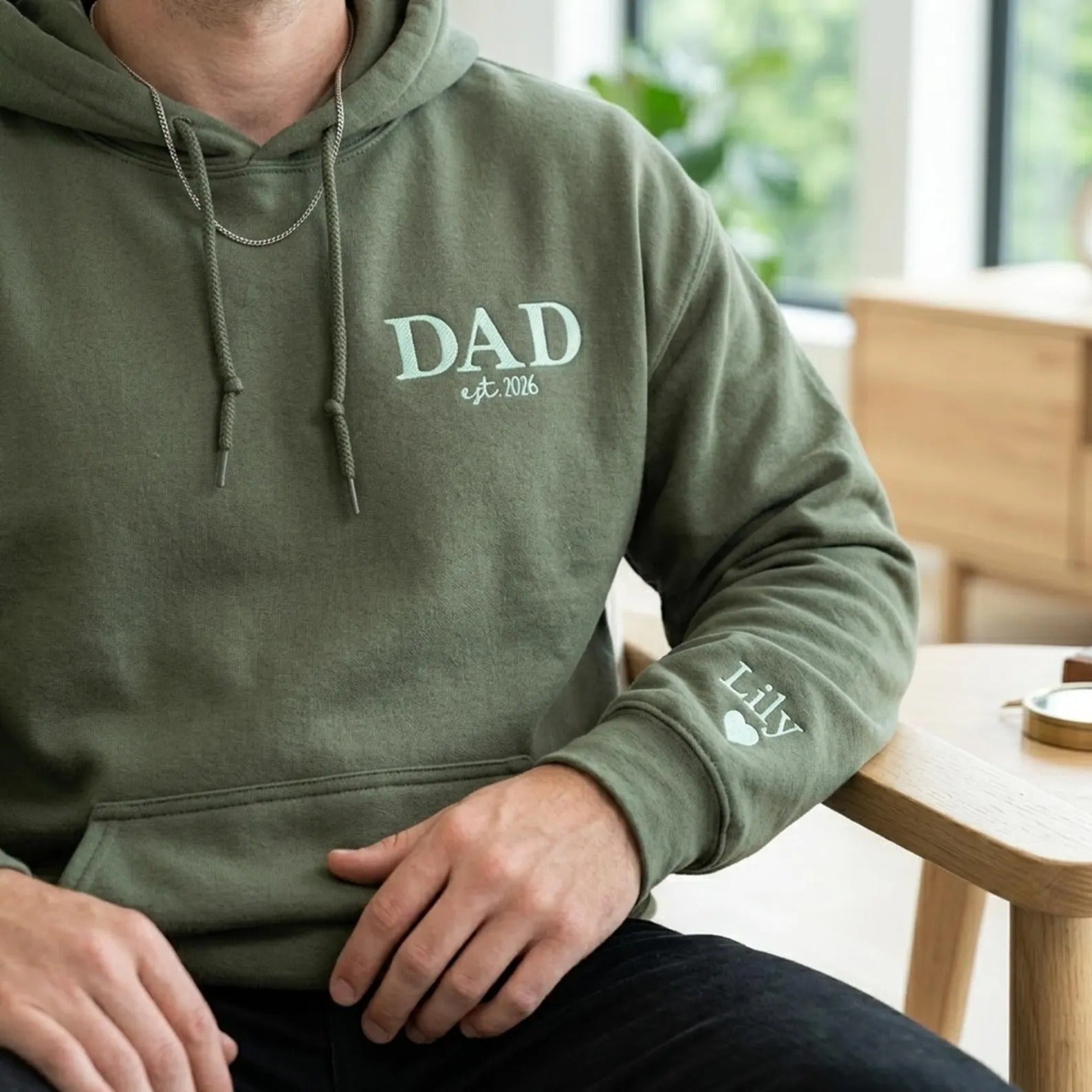 Custom Dad Hoodie – Personalized Embroidered Dad EST Sweatshirt with Kids’ Names, New Dad Hoodie, Cool Dads Club Gift