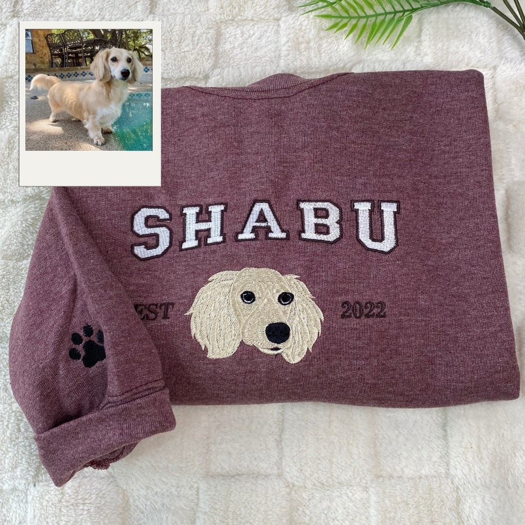 Sudaderas con retratos de mascotas personalizadas – Sudaderas bordadas con cara de perro, regalo perfecto en memoria de mascotas para mamás y papás de perros